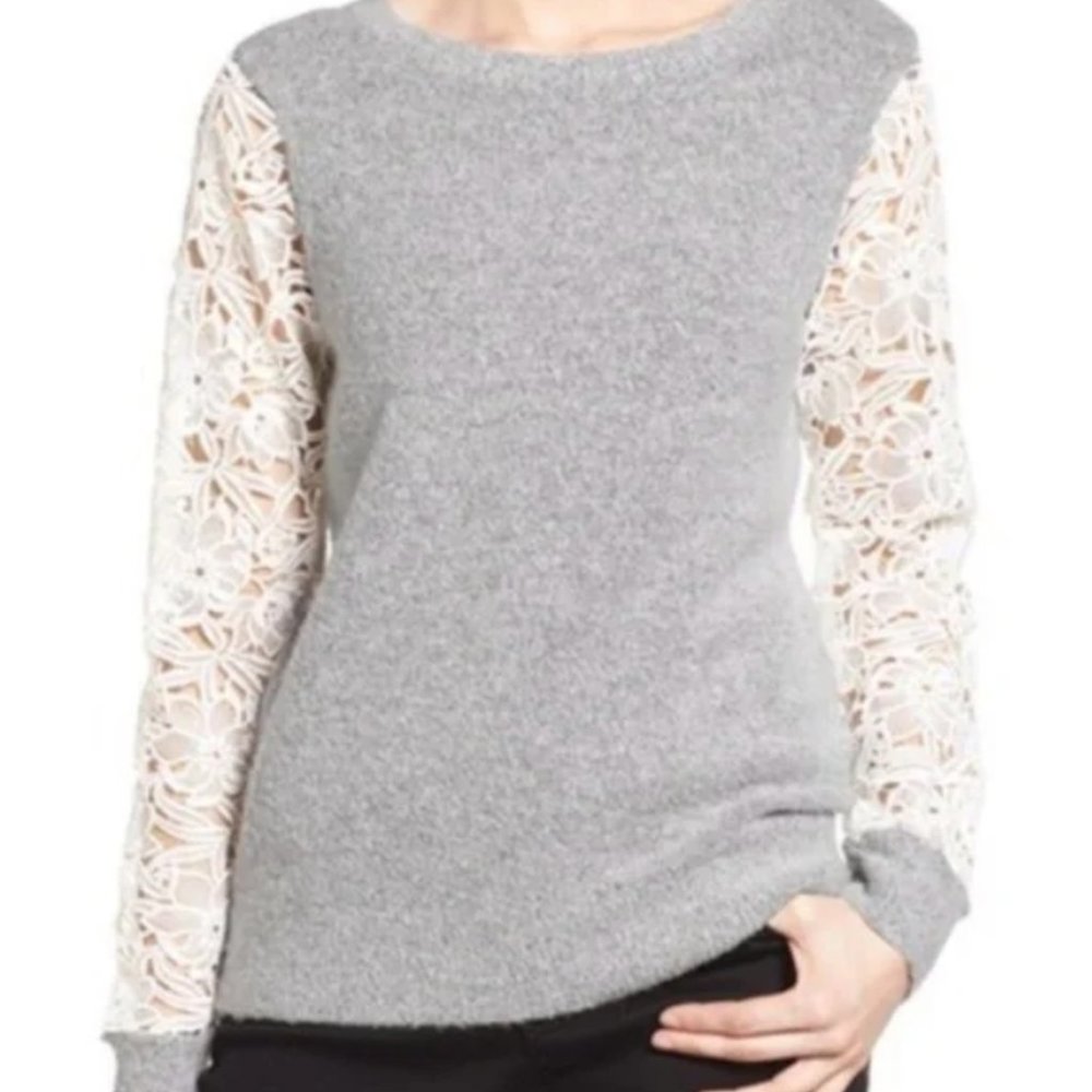 Halogen Grey Heather Pullover Long Sleeve Sweater - Size XS